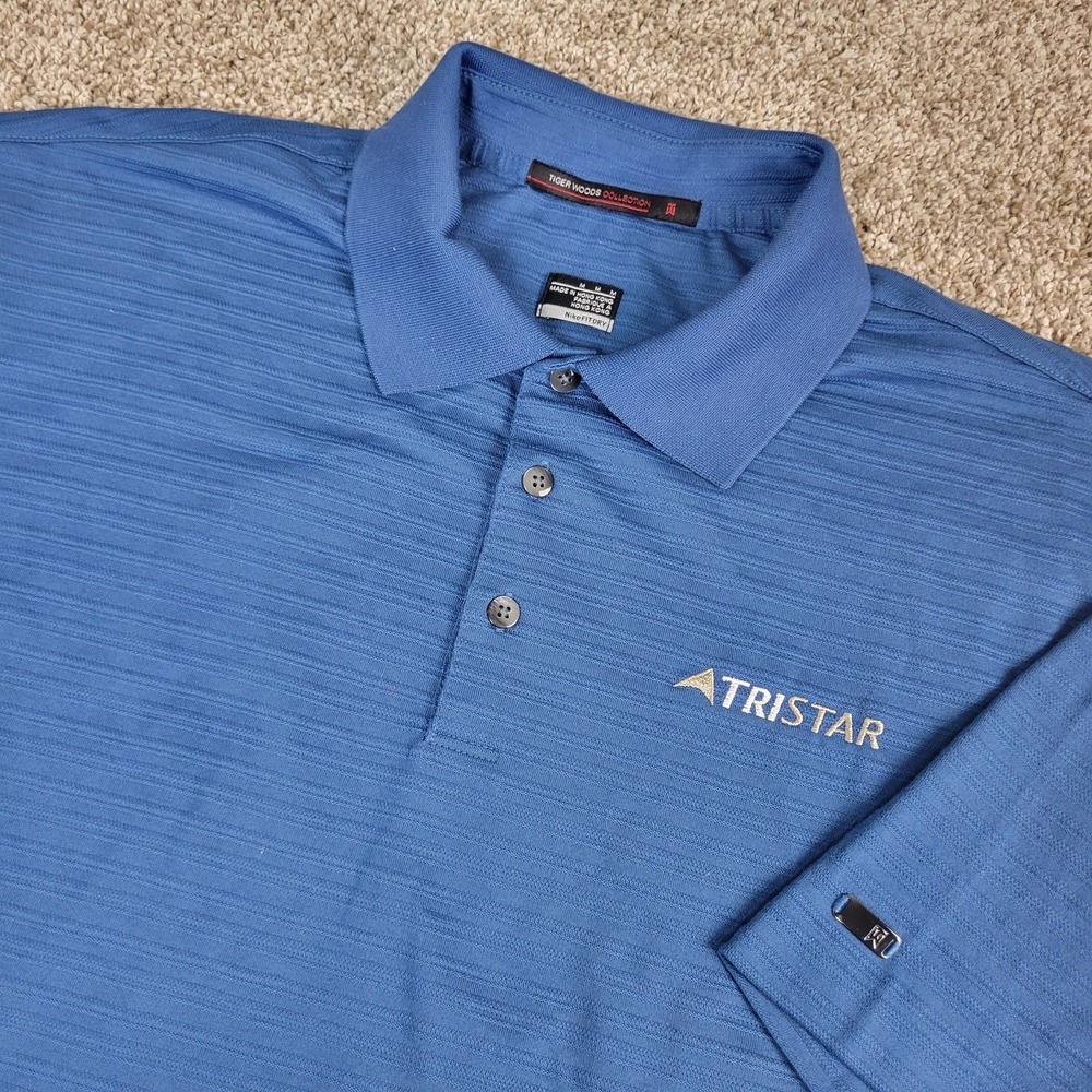 Nike Tiger Woods Collection‎ Mens Medium Blue Performance Stretch Polo SS